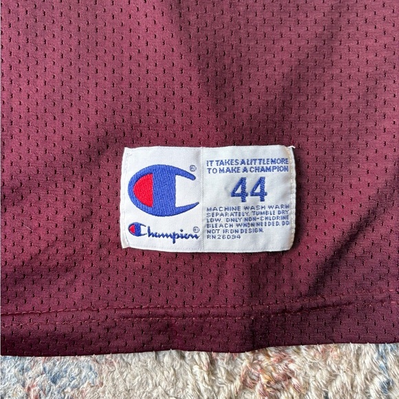 Vintage 90s Champion Burgundy Blank Football Jersey Large - Picture 4 of 5